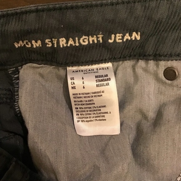 American Eagle 6 Mom Straight Jean Corduroy Stretch Green High Rise Cropped - Picture 7 of 9